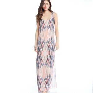 Karen Kane Pink Tie Dye Side Slit Crepe Maxi Tank Dress